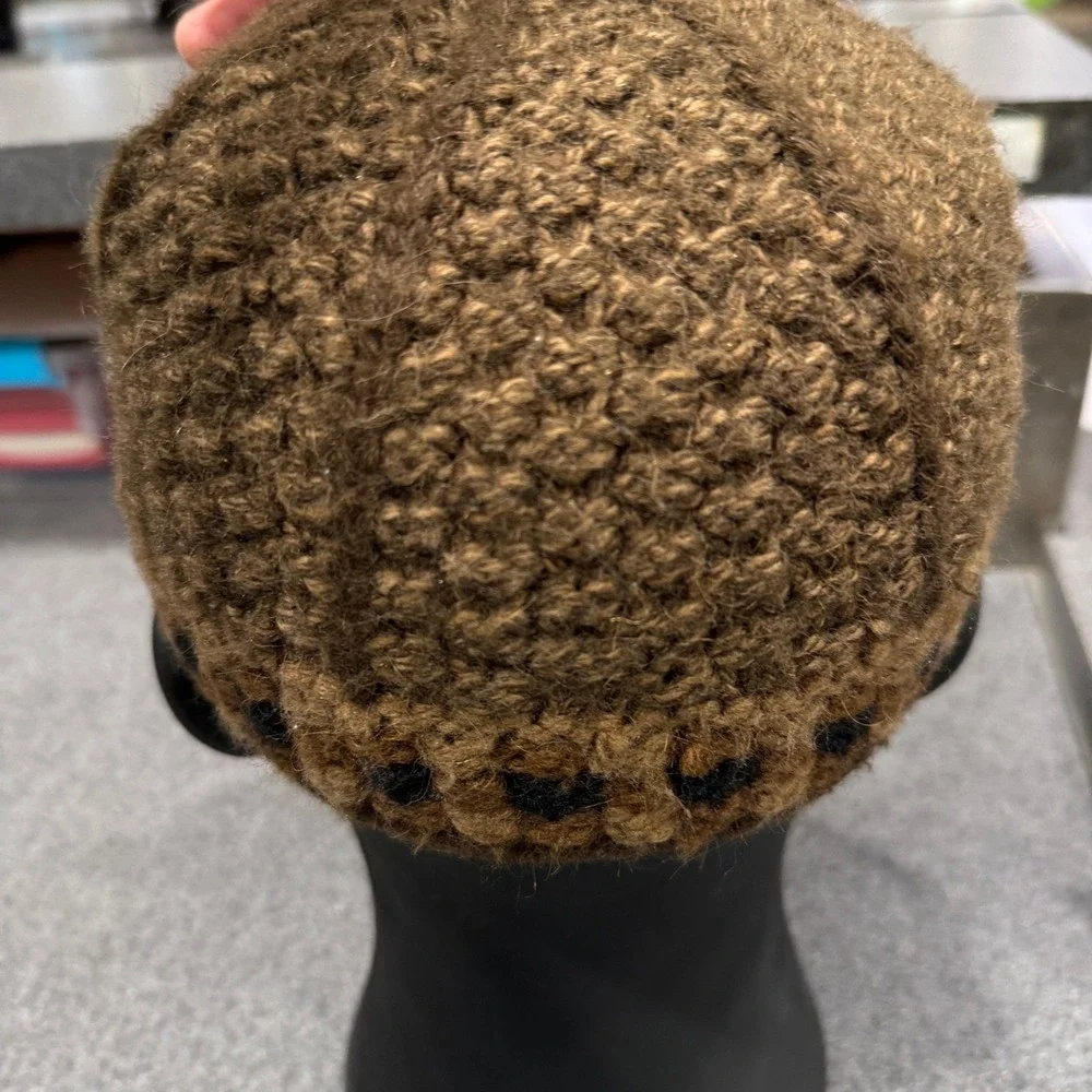 Unbranded Newsboy Cap Women OS Brown Excellent Knit Wool Blend Anchor Button